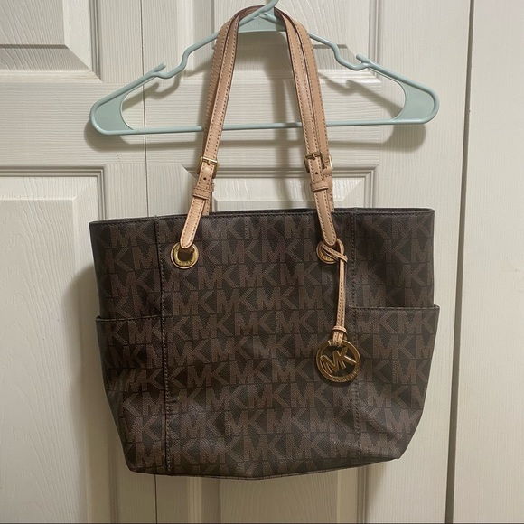 MICHAEL Michael Kors Handbags - MICHAEL Michael Kors Brown/Beige Signature Coated Canvas And Leather